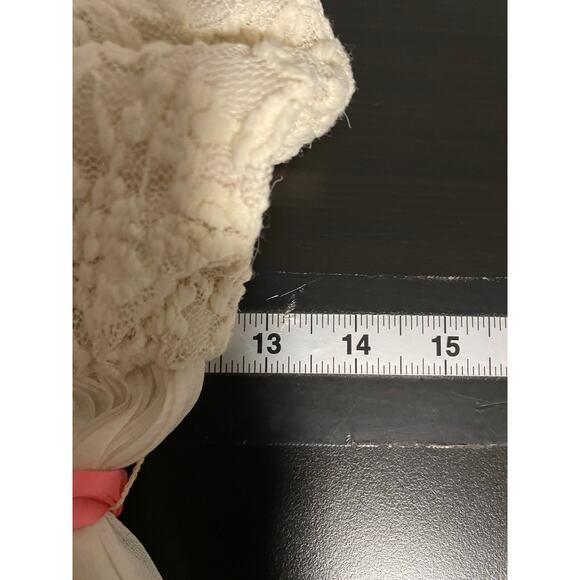 Forever 21 Juniors Dress Small Cream Floral Mesh Skirt Belted Fairy Romantic Y2K - Picture 6 of 8